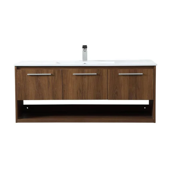 Elegant Furniture Timeless Home 48 in. W x 18.31 in. D x 19.69 in. H Single Bathroom Vanity in Walnut Brown with Porcelain