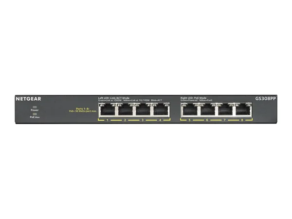 NETGEAR GS308PP Unmanaged Switch - 8 PoE+ Ethernet Ports
