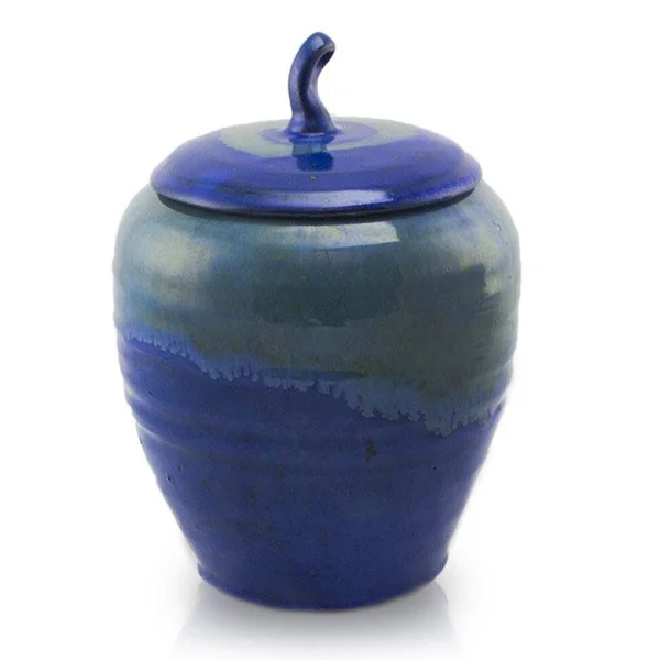 Ceramic Cremation Urn - Large 200 Pounds - Blue Twilight Ocean - Engraving Sold Separately