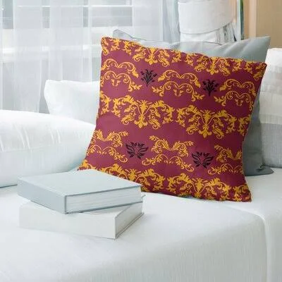 Arizona Football Baroque Square Pillow Cover East Urban Home Color: Burgundy/Yellow/Black - Size: 20x22 x 20
