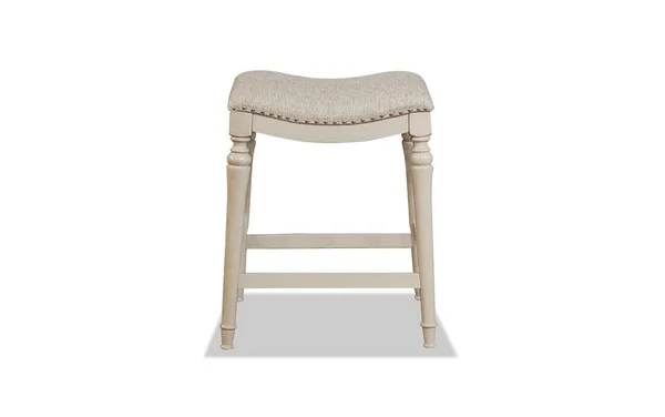 Livia Counter Stool in White - Cottage Rubberwood Solids/Polyester by Bob's Discount Furniture