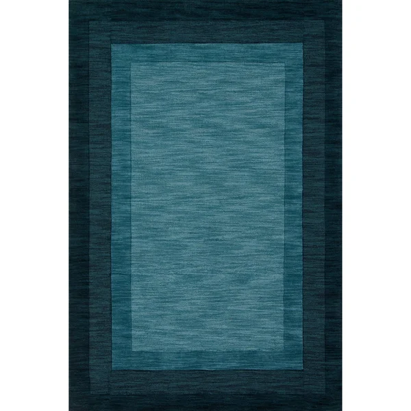 Alexander Home Helena Border Hand-Tufted 100% Wool Rug - Teal 5& x 7&6x22