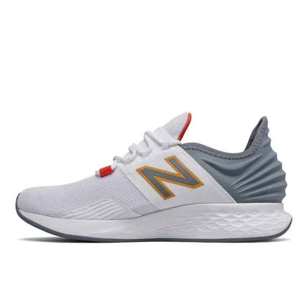 New Balance Men's Fresh Foam Roav Running Shoes - White/Grey/Orange (Size 9 wide)