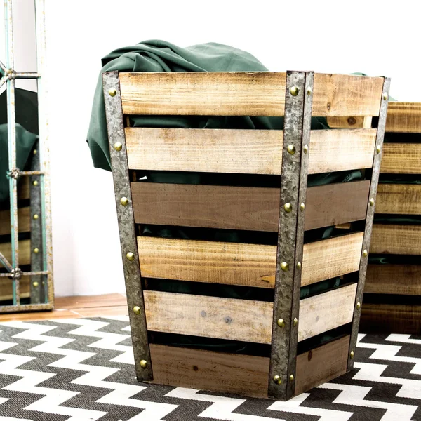 American Art Decor Large Wood Metal Storage Crate