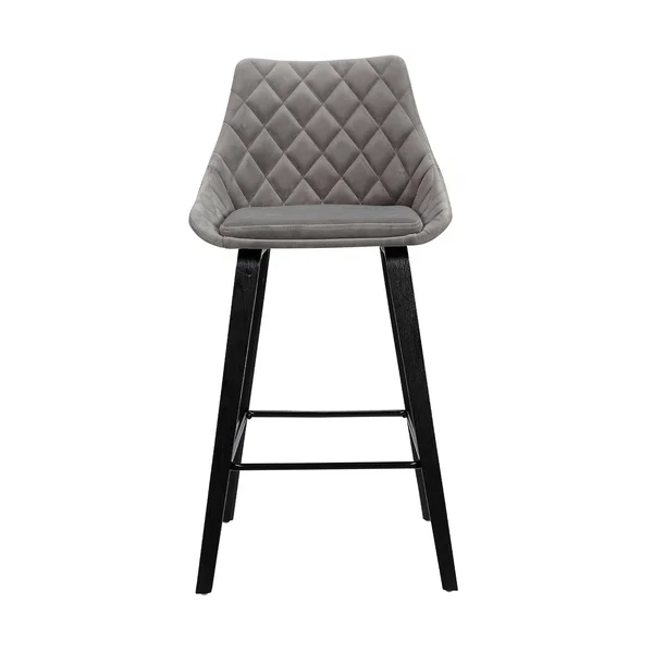 Armen Living Dani 26x22 Brown Faux Leather Barstool in Walnut Glazed Finish