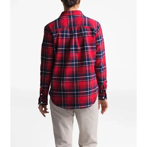 The North Face Women's Long-Sleeve Boyfriend Shirt, TNF Red Berkeley Twill Plaid, XL