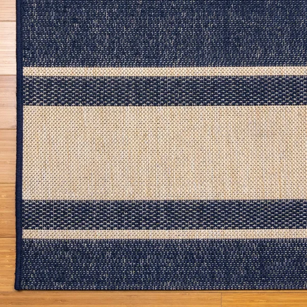 Gertmenian Paseo Castro Striped Indoor Outdoor Rug, Blue, 8x10 ft