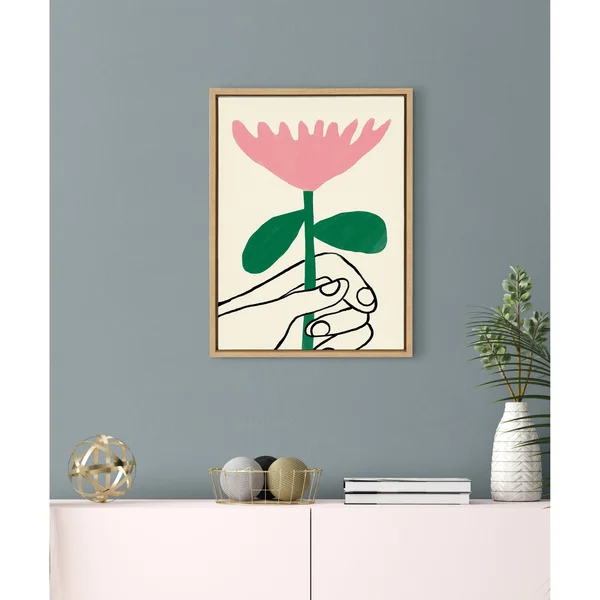 Kate and Laurel Sylvie for You Framed Canvas Wall Art by Marcello Velho - 18x24 Natural, Abstract Wall Decor