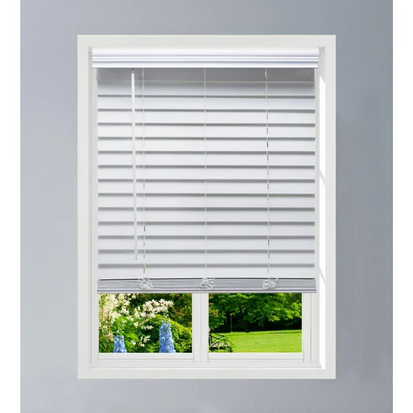 Linen Avenue Custom Cordless Faux Wood Blind White - 44 W x 48 H Flush Inside Mount