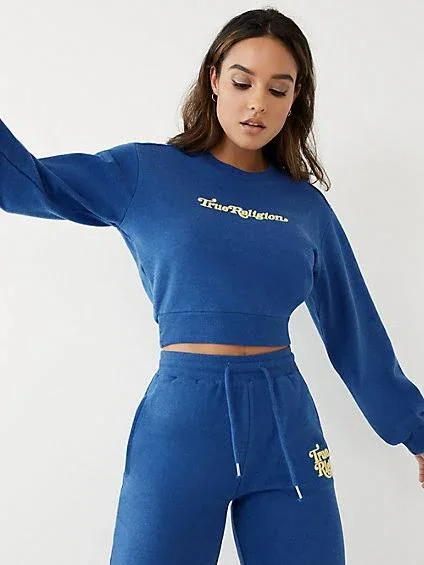 Women's Crewneck Crop Sweatshirt - Monsoon, Size x Small, True Religion