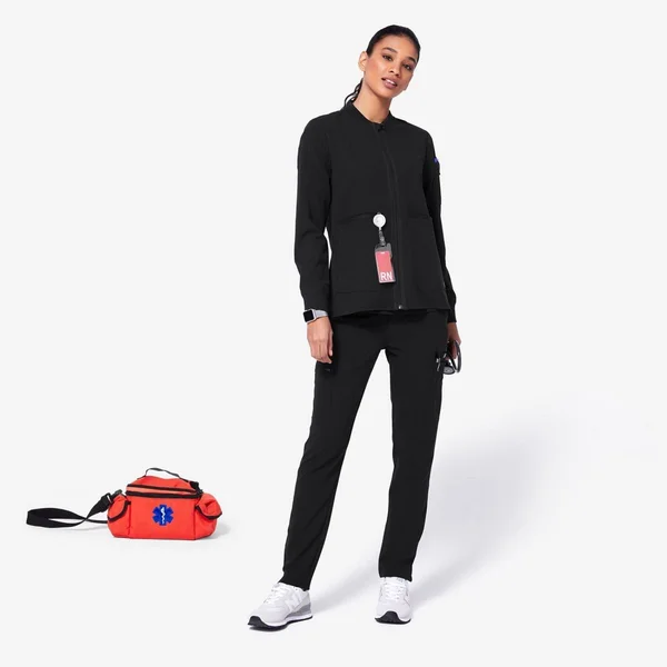 Figs Bellery Scrub Jacket for Women — Black, XXS, XX-Small, XX-Small