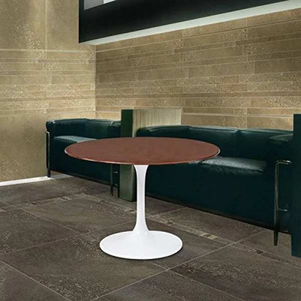 Fine Mod Imports Flower Table Wood Top 30 Inches, Walnut