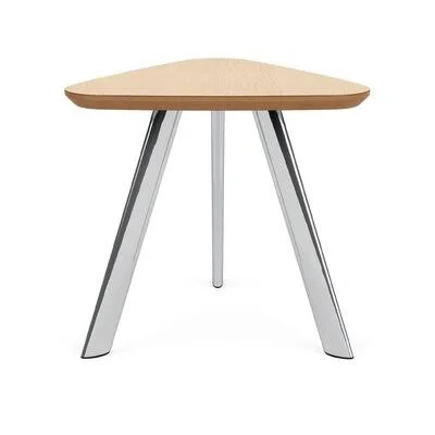 Willow 3 Legs End Table Lesro Table Top Color: Natural Maple, Table Base Color: Chrome Plating