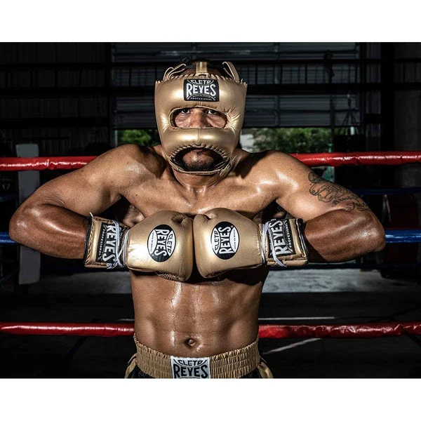 Cleto Reyes Traditional Leather Headgear with Nylon Face Bar - Yellow