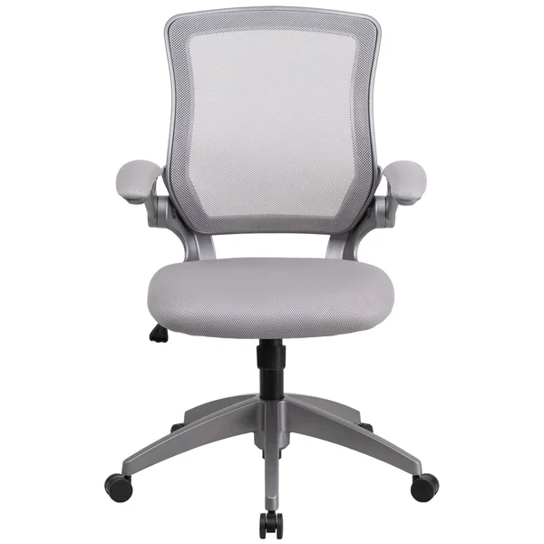 Mid Back Swivel Ergonomic Task Office Chair with Flip Up Arms Gray - Riverstone Furniture
