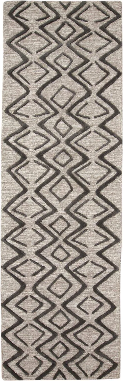 Feizy Enzo 8733F Area Rug, Charcoal/Taupe, 2&6x22 x 8& Runner