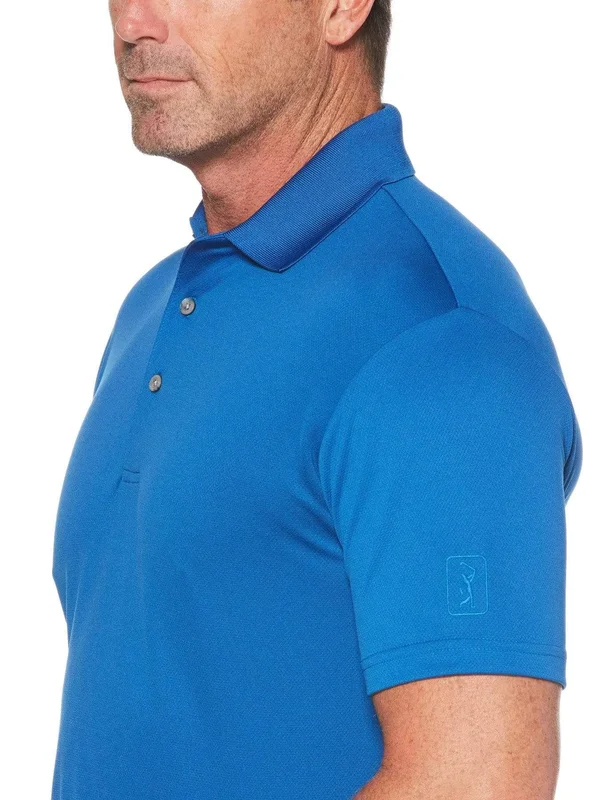 PGA Tour Mens Big & Tall Airflux Solid Polo Shirt Blue 3X