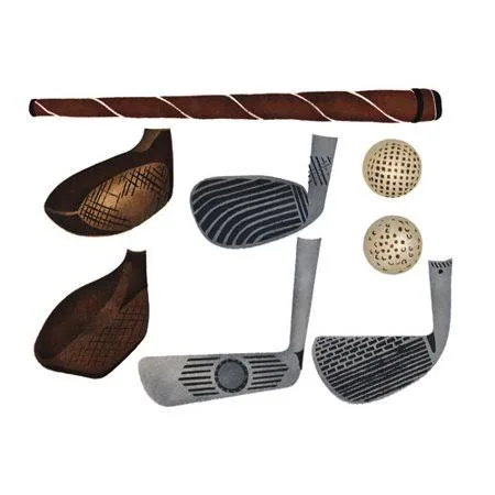 Golf Clubs Wall Stencil - Dee554 by DeeSigns, Size: 3.5, Beige