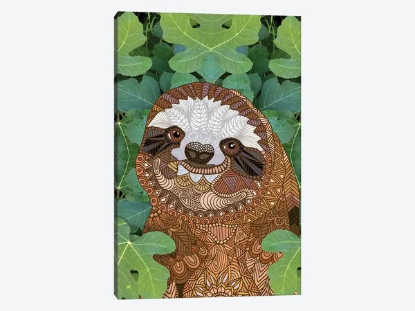 Angelika Parker Canvas Prints - Happy Sloth ( Animal Art > wildlife > Sloths art)