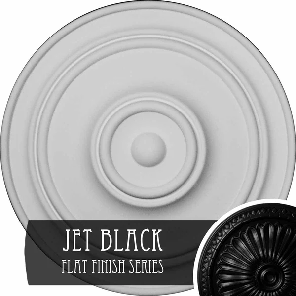21 7/8 inchod x 2 3/8 inchp Classic Ceiling Medallion (FOR Canopies Up to 5 1/2 inch), Hand-Painted Jet Black