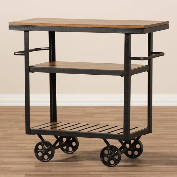 Carbon Loft Berliner Industrial Black/ Brown Cart (Brown - Metal/Wood)