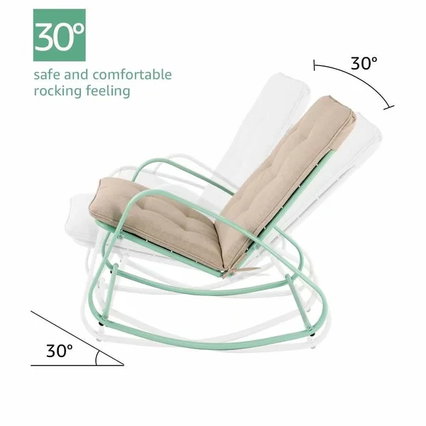 Patio Rocking Chair Padded Steel Rocker Chair - Yellow