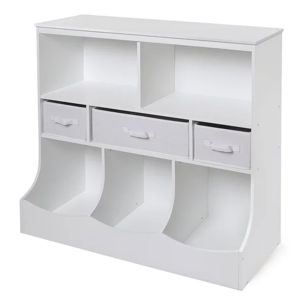 Taylor & Olive Lupine Combo Bin Storage Unit with Three Baskets Espresso/Ecru Baskets Espresso Finish