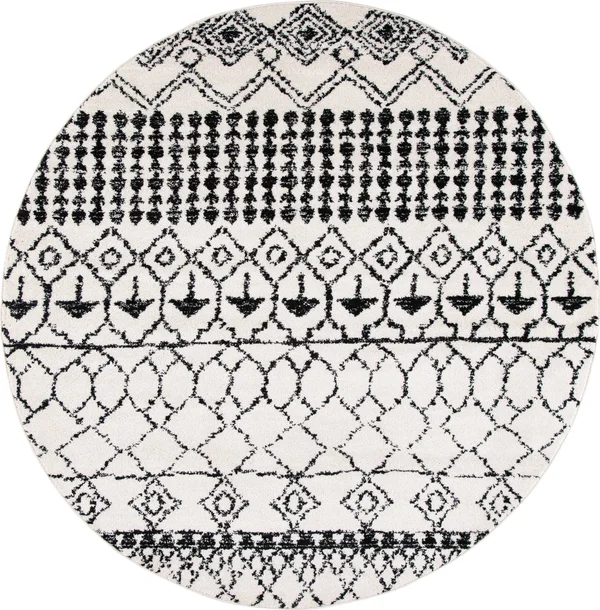 Safavieh Tulum Giorgina Moroccan Boho Rug - 6&7x22 x 6&7x22 Round - Ivory/Black