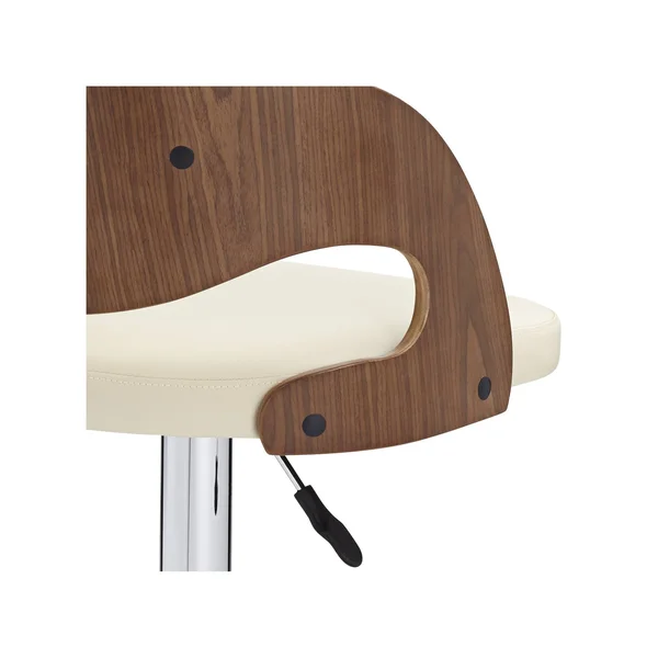 Armen Living Contemporary Malibu Cream Faux Leather Adjustable Swivel Barstool
