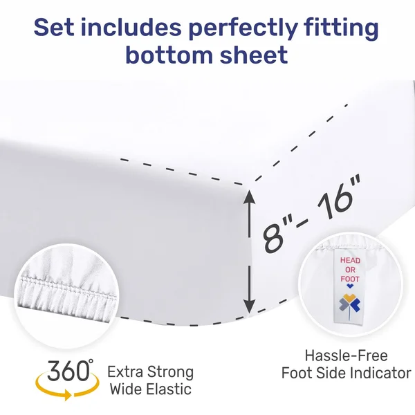 Split King Sheets for Adjustable Bed - Light Blue Color, 500 Thread Count 100% Real Cotton, Silky Sateen Weave 5 Piece Bed Sheet
