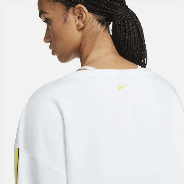Nike Women's Femme Cropped Training Crew Sweatshirt, Large, White