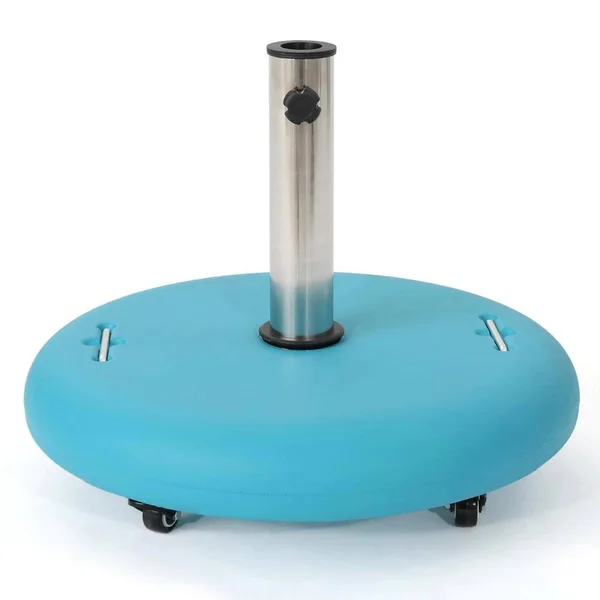 Noble House Guadalupe 88 lbs. Round Patio Umbrella Base in Teal - Blue