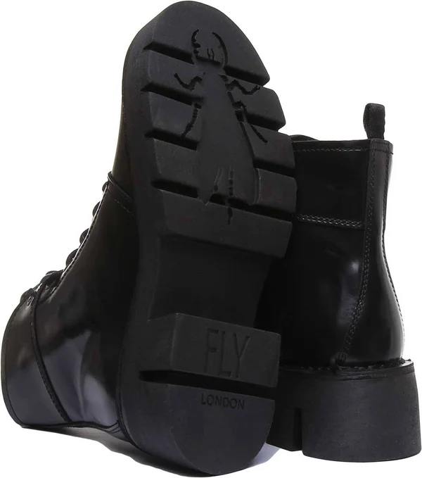 Fly London Black Lace-Up Ankle Boots - Overcube