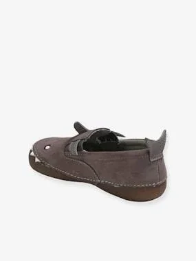 Elasticated Leather Booties - for Boys Grey