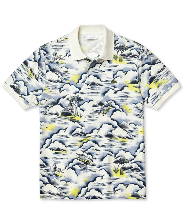 Lacoste Men's Short Sleeve All Over Print Classic Fit Polo Shirt