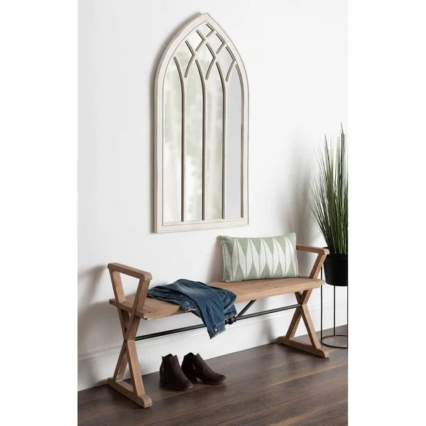 Kate and Laurel Winn 48-in L x 24-in W Arch Rustic Brown Framed Wall Mirror - 219974