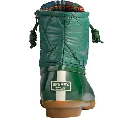 Women's Sperry Saltwater Nylon Quilted Duck Boot Green - Size 10M