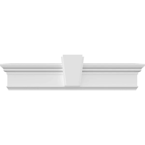 Ekena Millwork CRH07X147KA 147x22 Bottom Width x 150 7/8x22 Top Width x 7 1/4x22H x 1x22P Traditional Crosshead w/ Deco Keystone