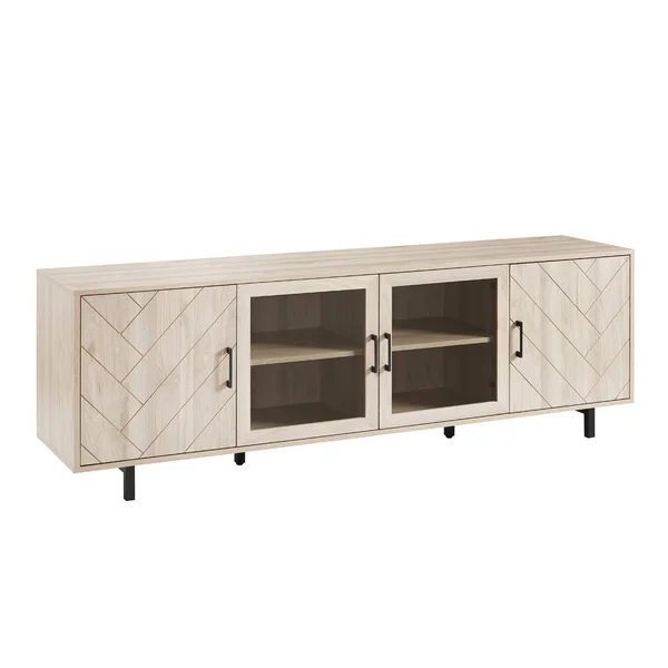 Walker Edison 70x22 Herringbone Groove 4 Door TV Stand - Birch