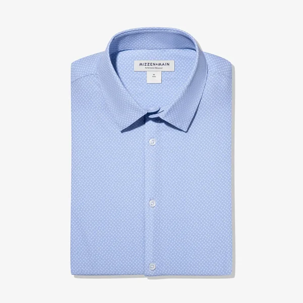 Mizzen + Main Leeward Trim Fit Long Sleeve Mens Dress Shirt - Light Blue 103 XL Regular