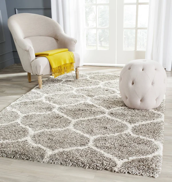 Safavieh Hudson Shag SGH280B Grey - Ivory Rug 7& x 7& Round
