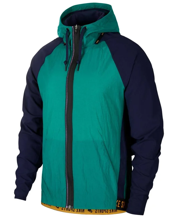 Nike Mens Activewear Jacket Green 2XL Dri Fit Colorblock Windbreaker