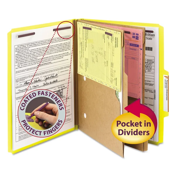 Smead - Classification folder - expanding - 2 parts - Letter - tabbed - yellow (pack of 10)