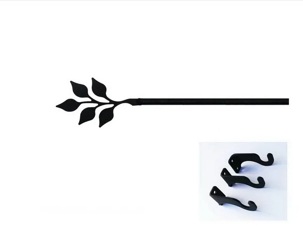 Village Wrought Iron Leaf Curtain Rod - XL (Hardware Is Included)