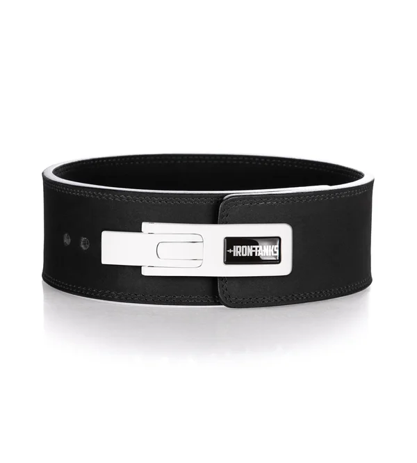 10mm Lever Deadlift Belt Black Powerlifting Training Squats Iron Tanks - 2XL