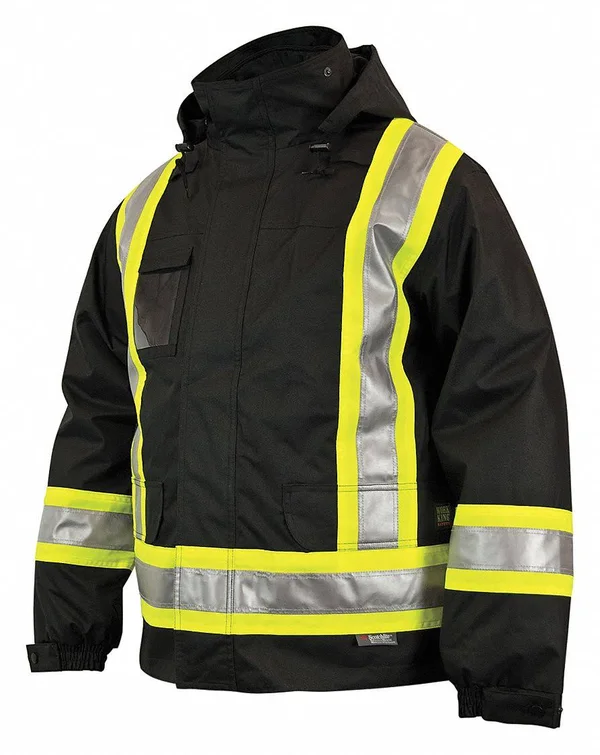 Safety Insulated 5-in-1 Parka, 2XL, Black Work King S42621