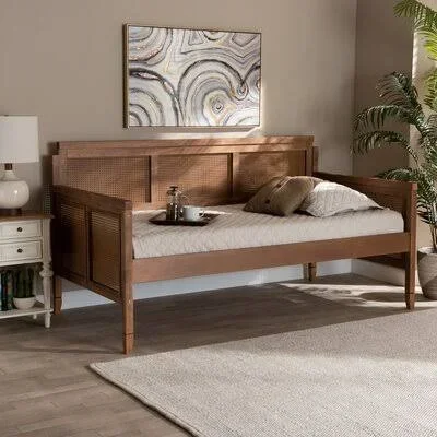 Tallulah Wood and Synthetic Rattan Twin Daybed Coastal Farmhouse