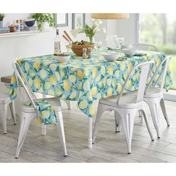 Elrene Oblong Lemon Grove Stain Resistant Indoor Outdoor Tablecloth