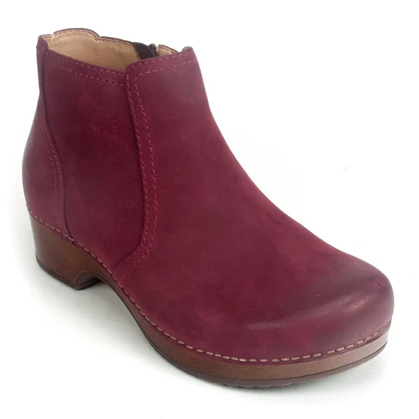 Dansko Women's Barbara Burnished Nubuck Bootie - Wine Size 39