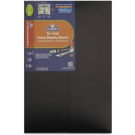 Elmer's Tri-Fold Premium Foam Display Board - Black, 36x48 inch (Pack of 12), Self-Standing Premium Foam Display Board by Brand E